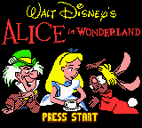 Alice in Wonderland title screen for GameBoy Color